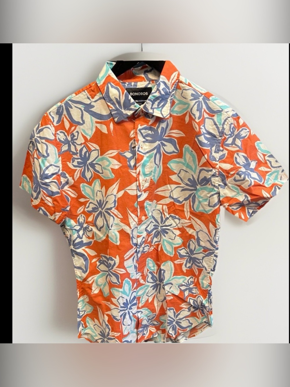 NWT Bonobos Orange Floral Short-Sleeve Button-Down Shirt w/Blue & Mint MSRP $110